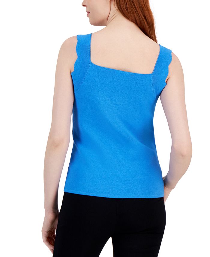 T Tahari Women's Sleeveless Square Neck Ribbed Top Macy's