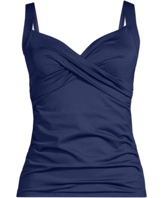 Women's Long Torso V-Neck Wrap Underwire Tankini Swimsuit Top