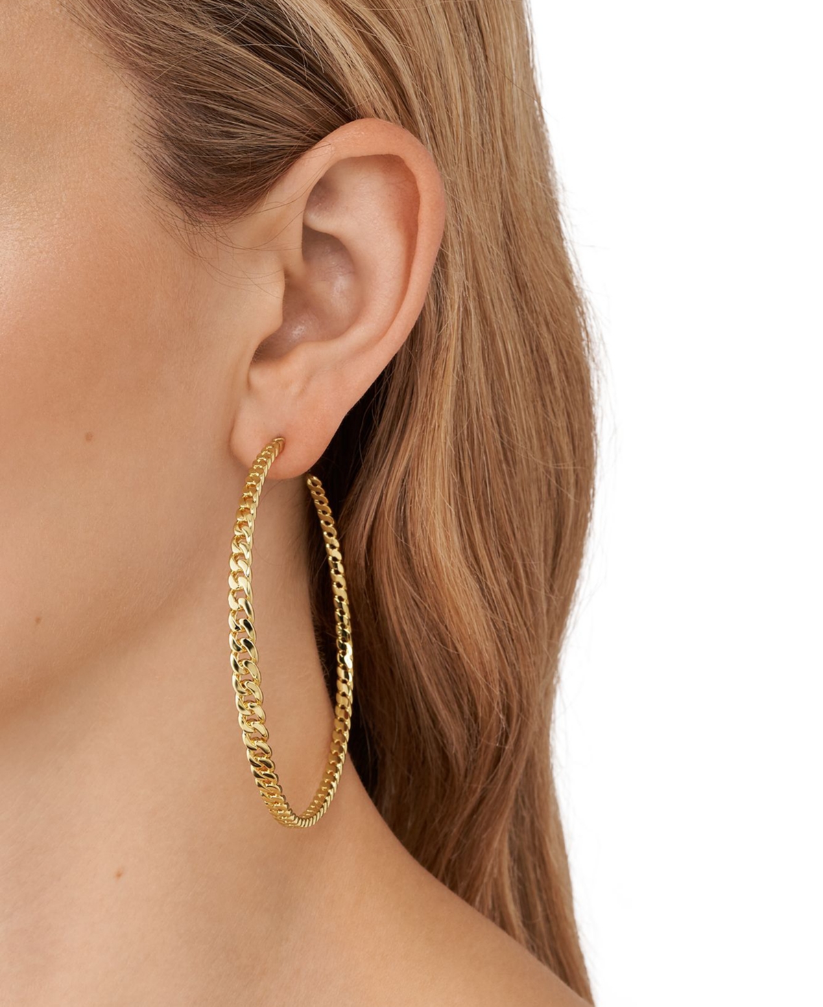 Shop Michael Kors Statement Link Premium Gold-tone Brass Hoop Earrings In Silver