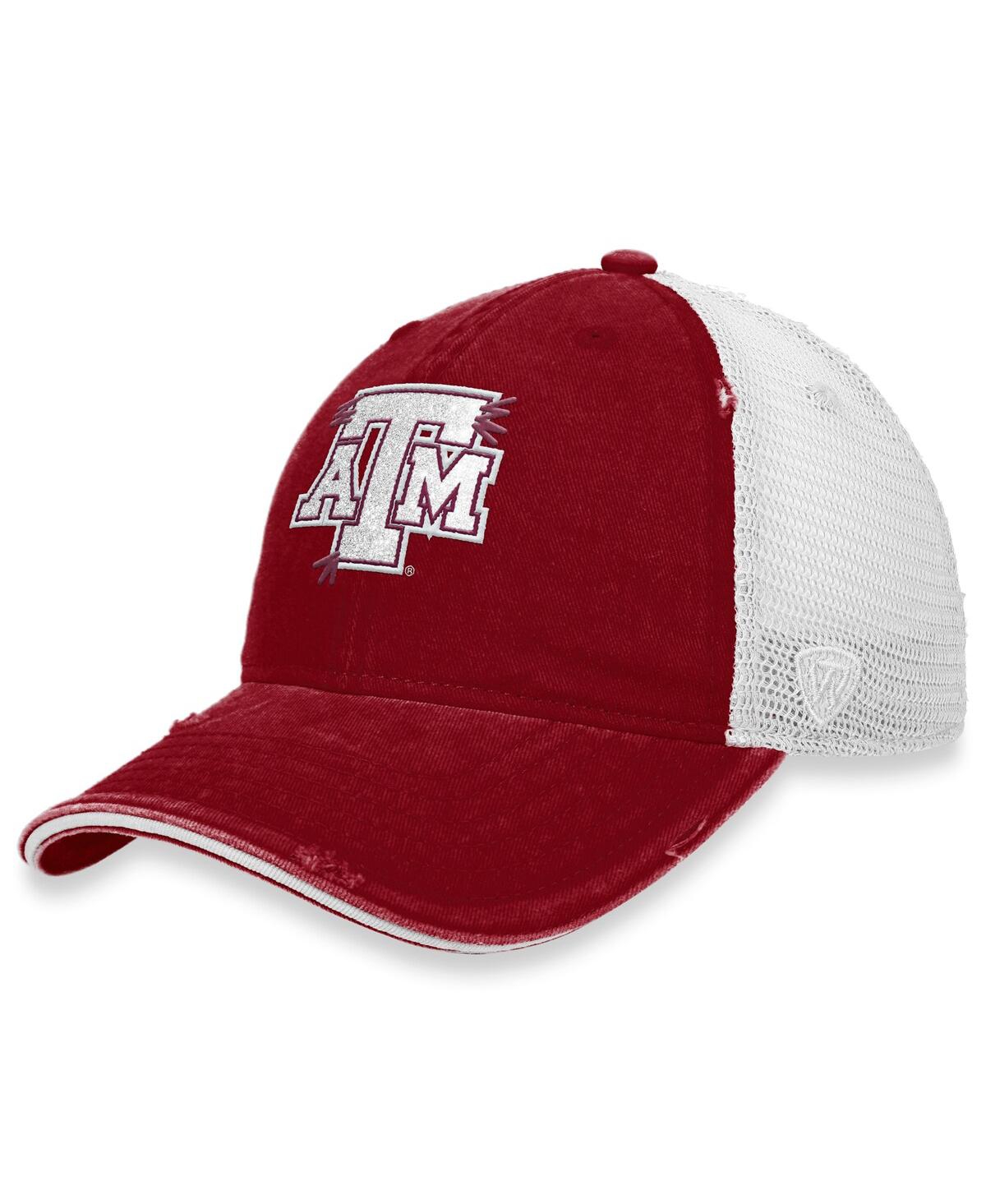 Top Of The World Women's  Maroon, White Texas A&m Aggies Radiant Trucker Snapback Hat In Maroon,white