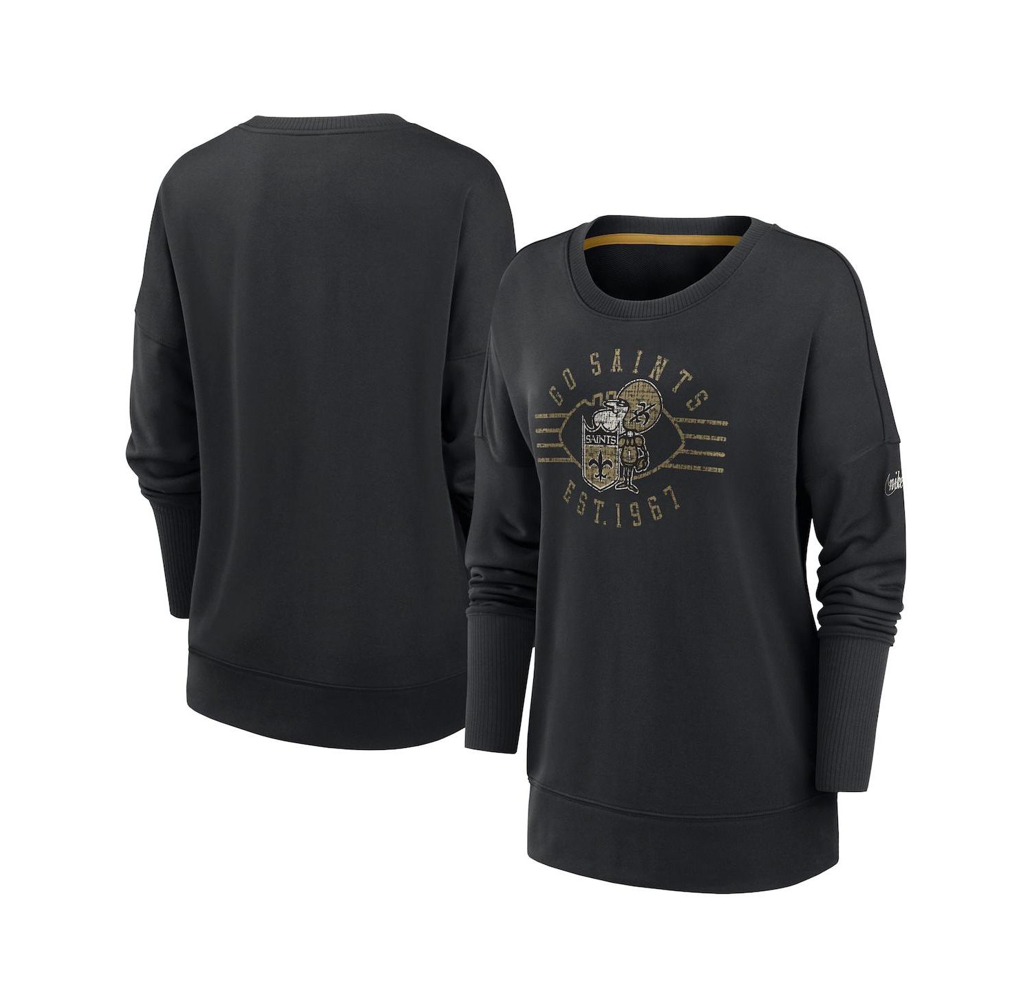 Women's Black New Orleans Saints Rewind Playback Icon Performance Pullover Sweatshirt