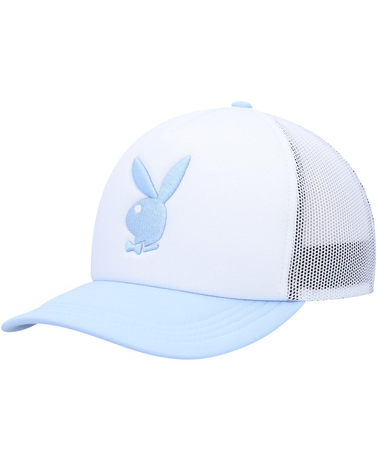Playboy Men's White, Light Blue Foam Trucker Snapback Hat ModeSens