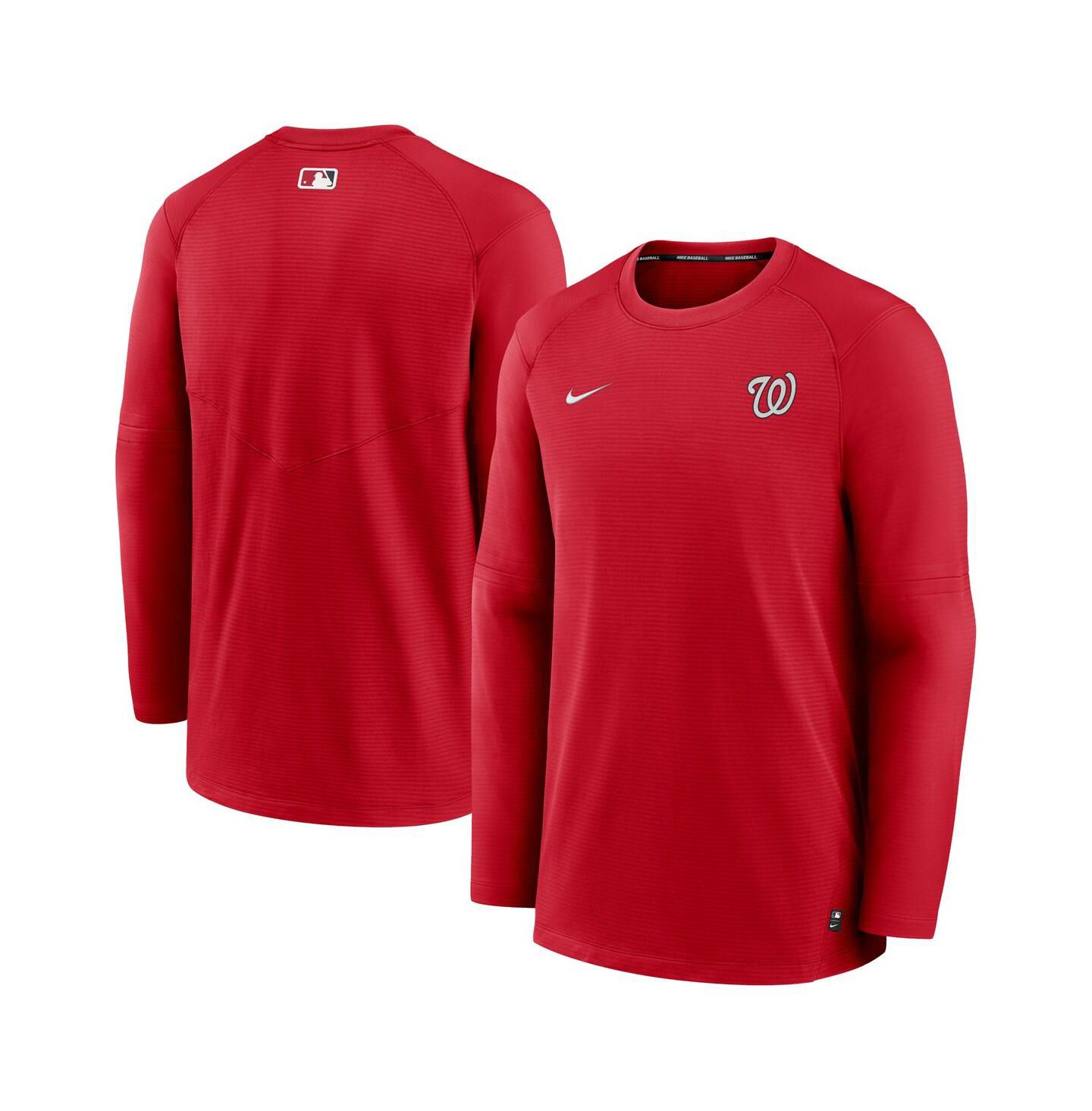 Мужская футболка Nike Red Washington Nationals Authentic Collection Logo Performance Long Sleeve — фото 2