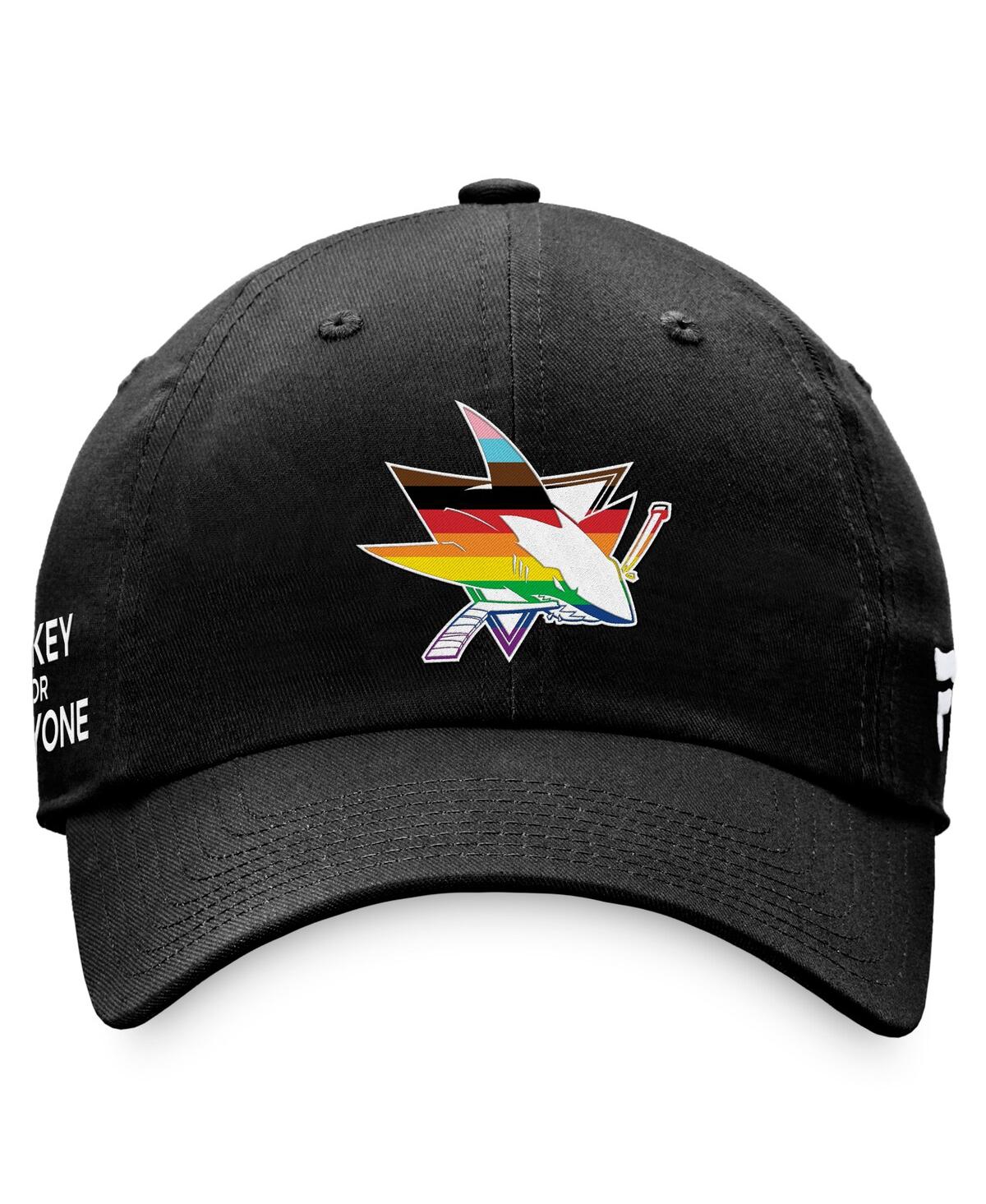 Shop Fanatics Men's  Black San Jose Sharks Team Logo Pride Adjustable Hat