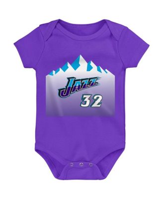 Infant Boys and Girls Karl Malone Purple Utah Jazz Hardwood Classics Name and Number Bodysuit