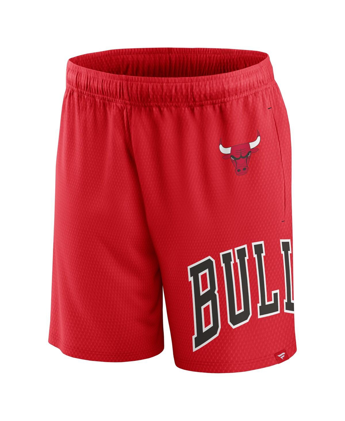 Shop Fanatics Men's  Red Chicago Bulls Free Throw Mesh Shorts