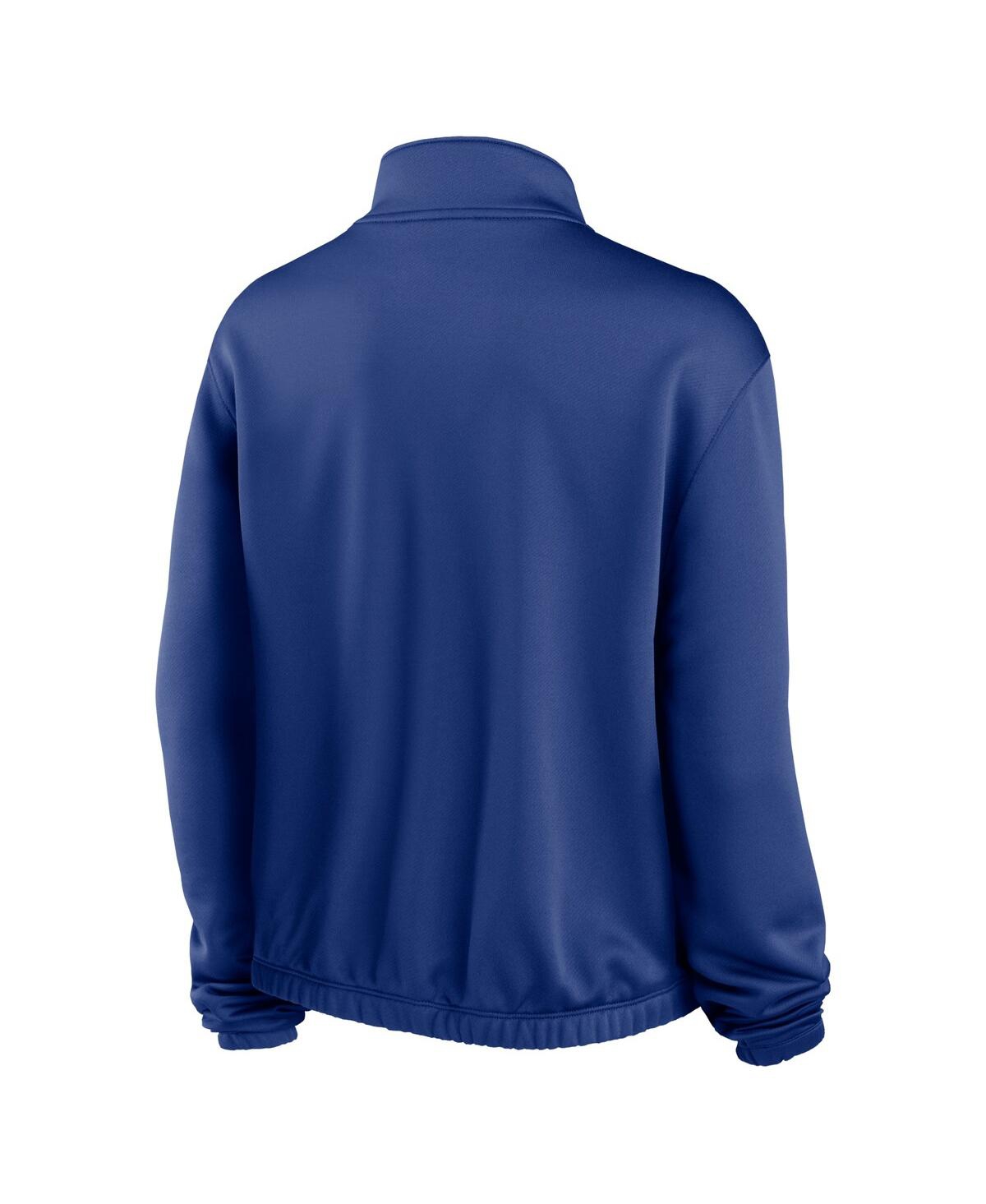 Shop Nike Women's  Royal Chicago Cubs Rewind Splice Quarter-zip Sweatshirt
