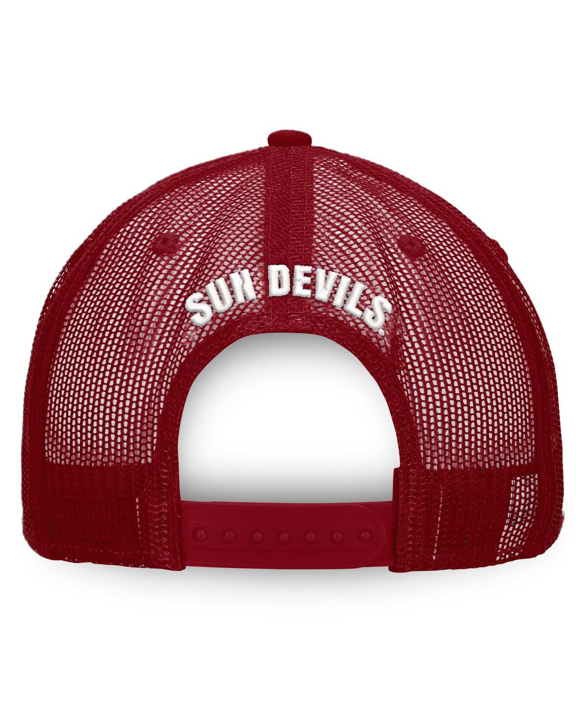 Top Of The World Men's  White, Maroon Arizona State Sun Devils Tone Down Trucker Snapback Hat In White,maroon