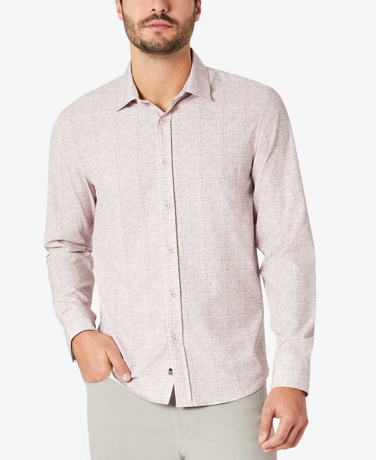Kenneth Cole Men's Slim Fit Performance Shirt In Pink Plaid