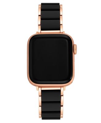 Women's Rose Gold-Tone Alloy Metal and Black Silicone Bracelet designed for Apple Watch&reg; 42mm (Series 10) & 38/40/41mm