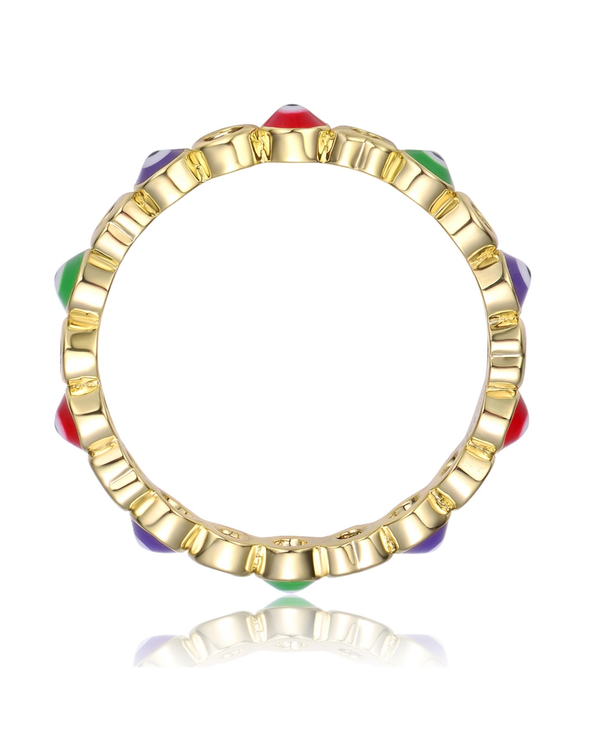 Rachel Glauber Ra Young Adults/Teens 14k YellowPlated with Cubic Zirconia Colorful Enamel Evil Heart Stacking Ring - Gold
