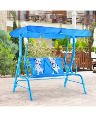 Kids Patio Swing Chair Children Porch Bench Canopy 2 Person Yard Furniture