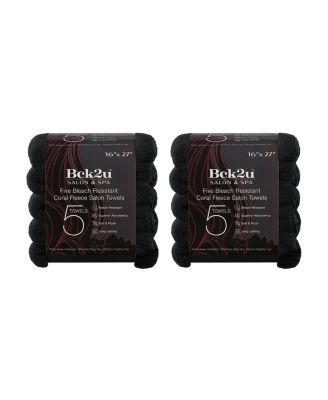 Bleach-Safe Coral Fleece Salon Towels (Pack of 10, 16x27 in.), Soft Microfiber Material, Absorbent Hair Drying Towel Set