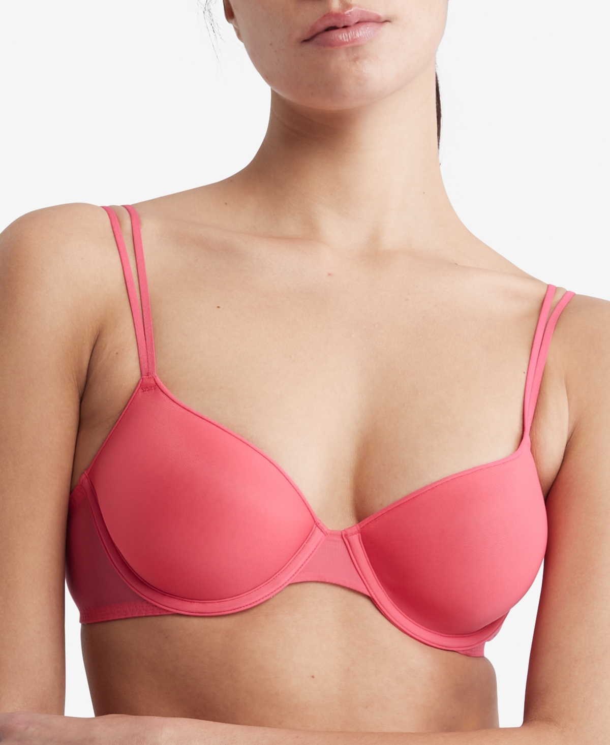 Calvin Klein Women's Sheer Marquisette Lightly Lined Demi Bra Qf6068 In Pink