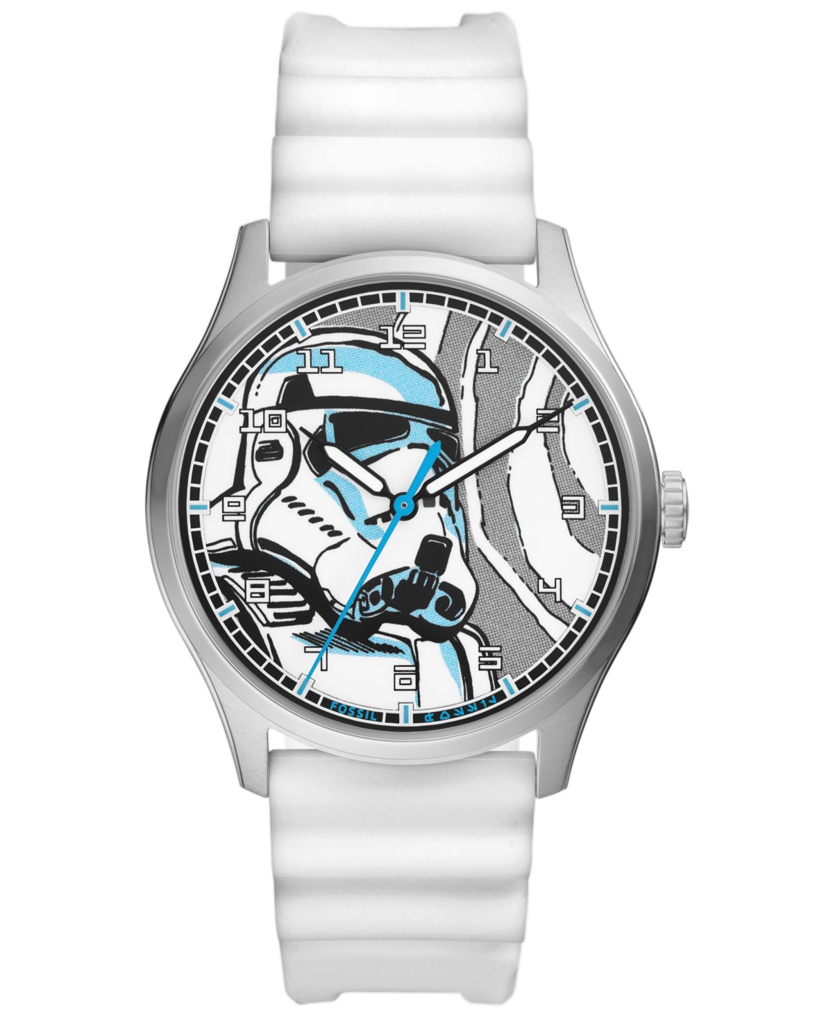FOSSIL UNISEX SPECIAL EDITION STAR WARS STORMTROOPER THREE-HAND WHITE SILICONE STRAP WATCH, 42MM