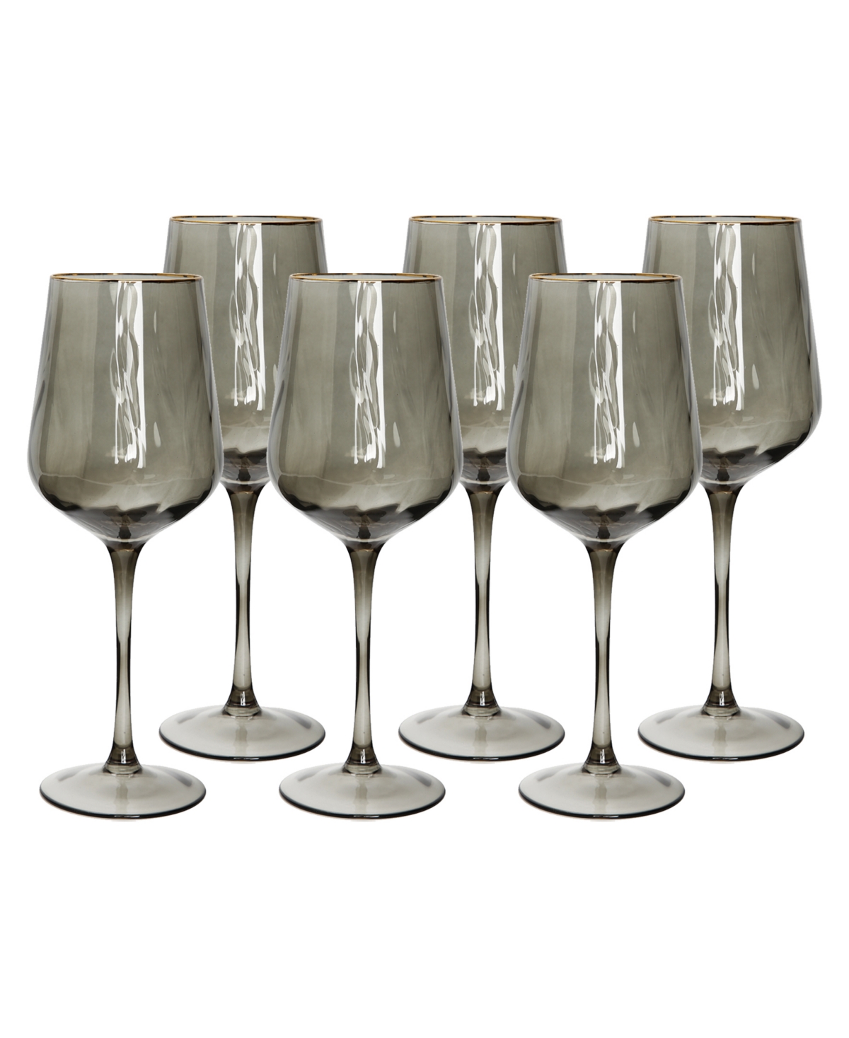 Shop Classic Touch Gray Water Glasses, Set Of 6 In Smoke