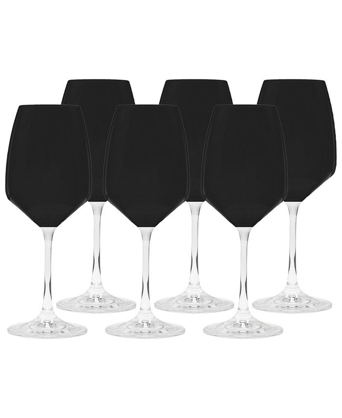 Classic Touch Black Wine Glasses with Stem, Set of 6 Macy's