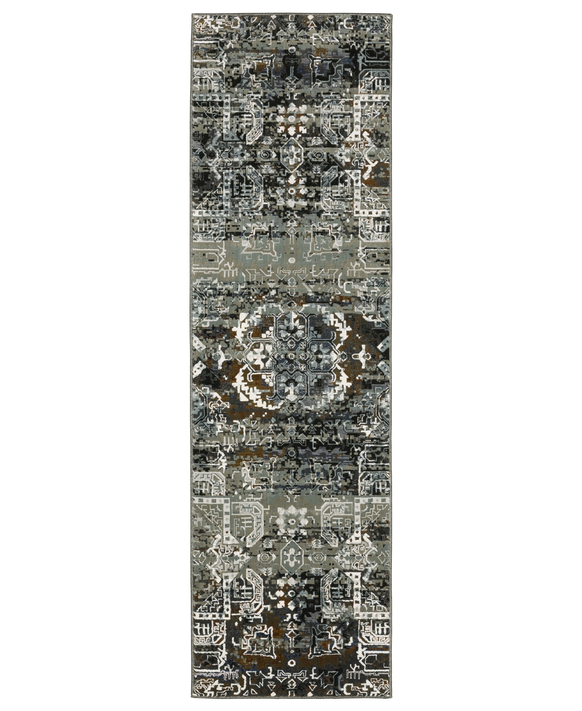 Km Home Astral 2060asl 2'3" X 7'6" Runner Area Rug In Charcoal