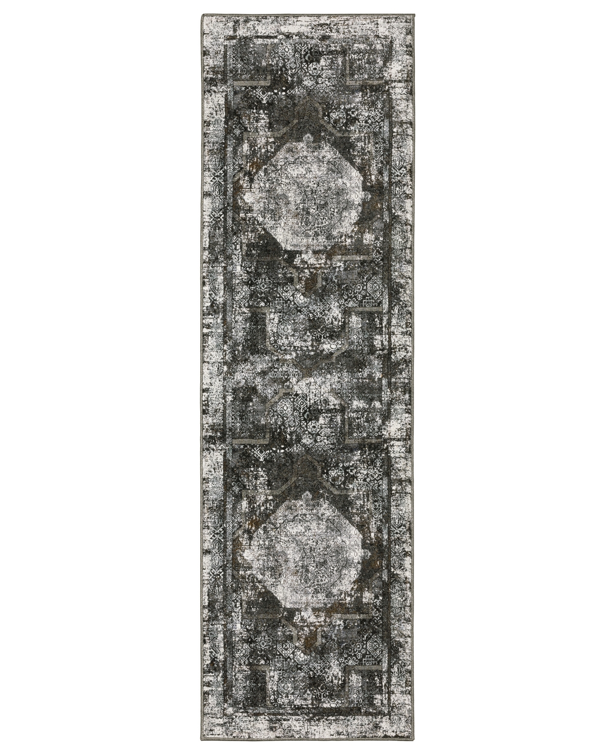 Km Home Astral 090asl 2'3" X 7'6" Runner Area Rug In Charcoal