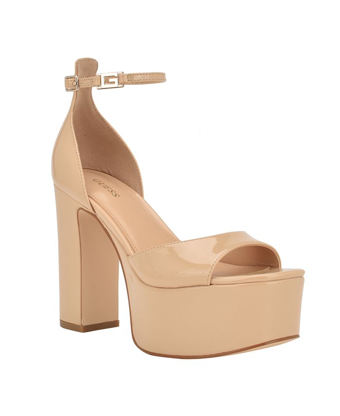 GUESS Women s Selima Open Toe Two Piece Platform Heels Macy s
