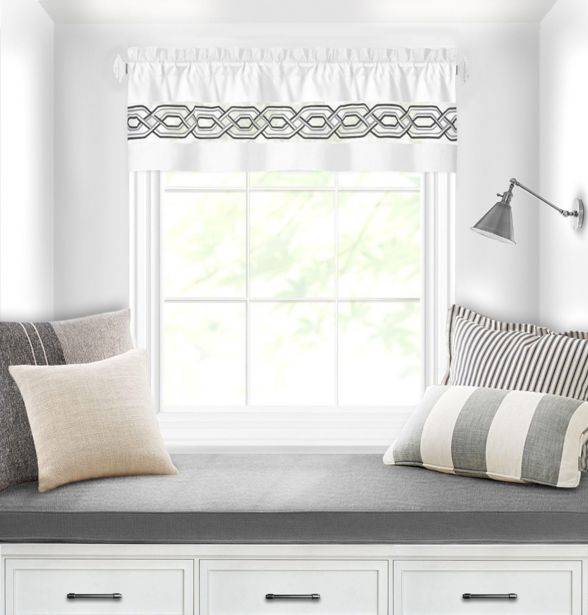 Kate Aurora Pacifico Rod Pocket Embroidered Window Valance Curtain