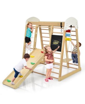 Indoor Playground Climbing Gym Kids Wooden 8 in 1 Climber Playset for Children