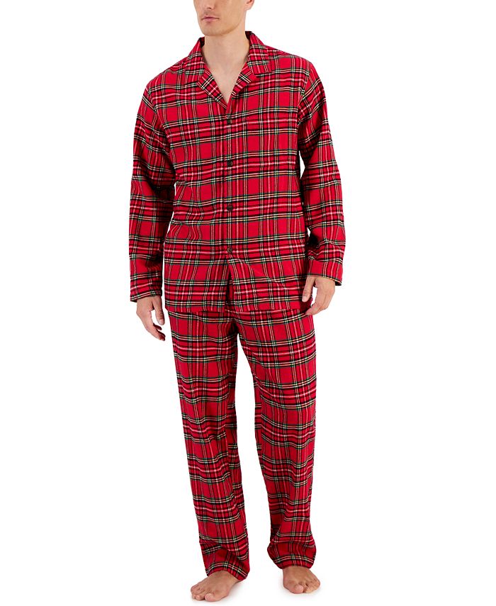 Club Room Men's Plaid Flannel Pajama Top & Pants Set, Created for