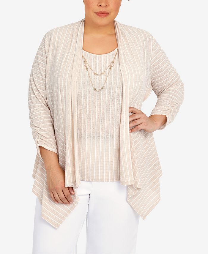 Alfred Dunner Plus Size Rib Stripe Two For One Top & Reviews - Tops ...