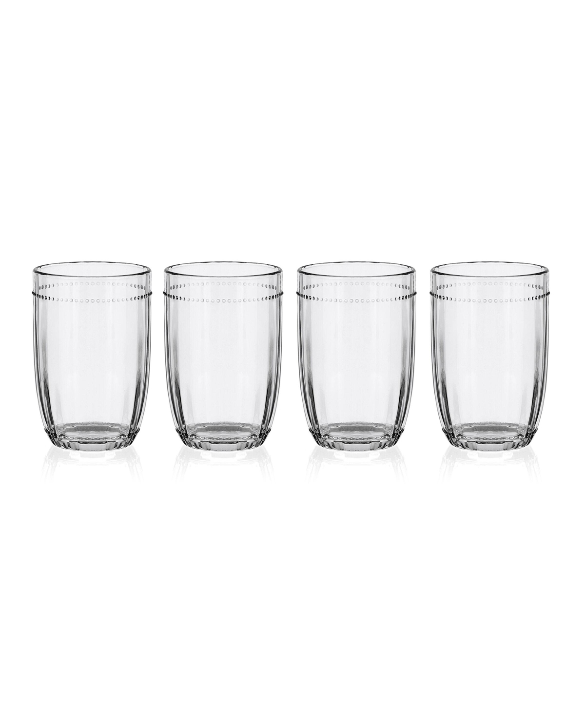 Fitz And Floyd Beaded 12-oz Highballs 4-piece Set In Clear