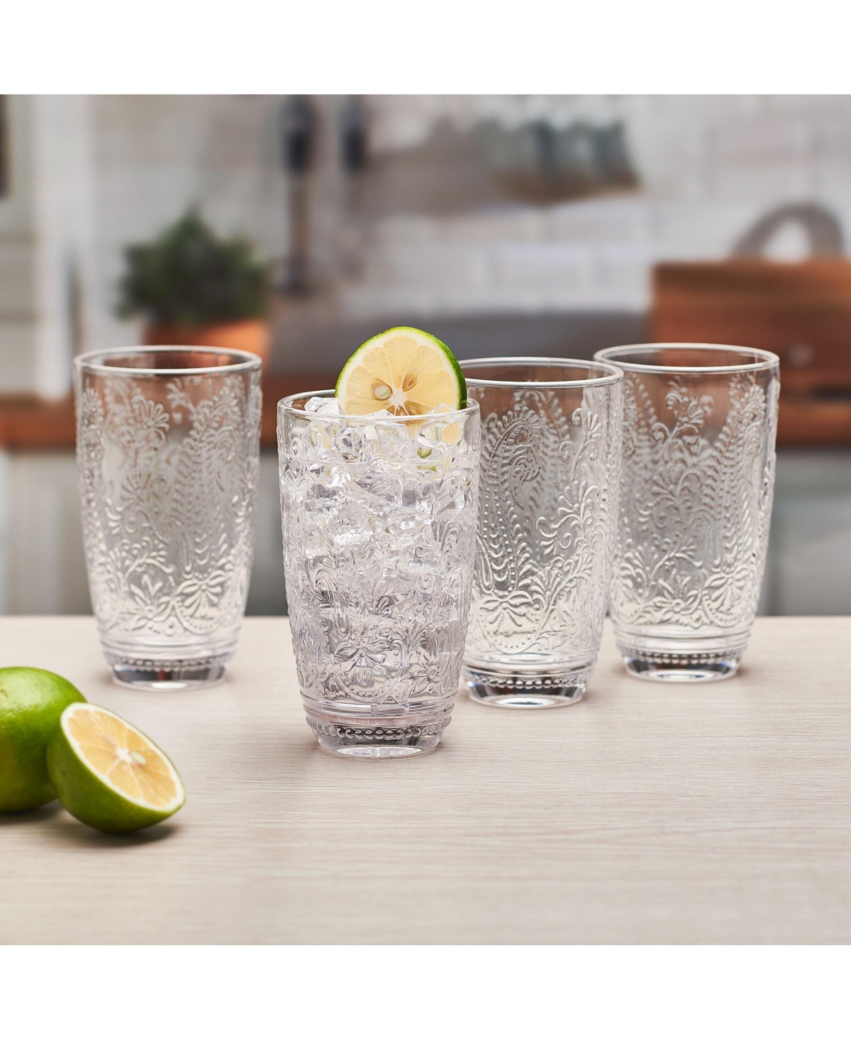 Fitz and Floyd Maddi 15-oz Highball Glasses 4-Piece Set