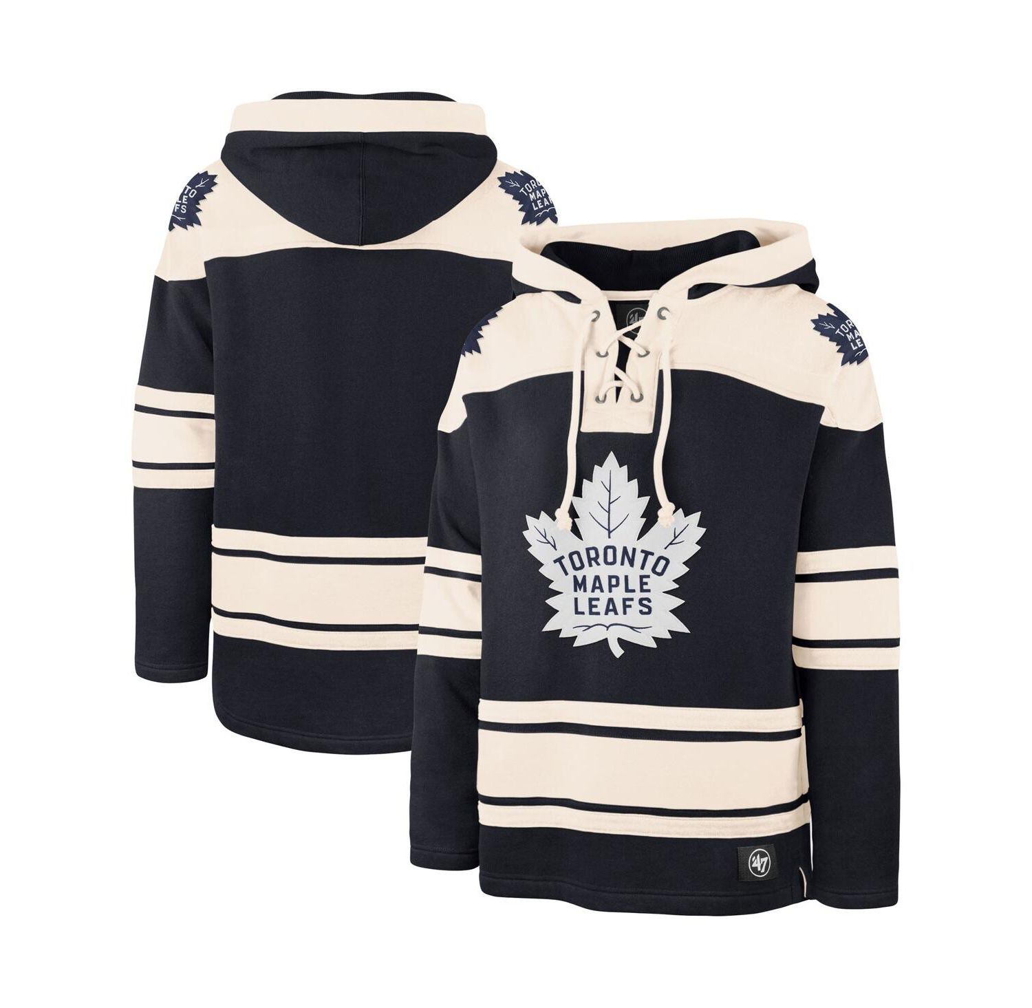 Men's Navy, Cream Toronto Maple Leafs Superior Lacer Pullover Hoodie