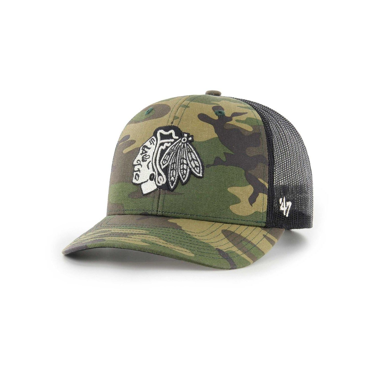 Men's Camo, Black Chicago Blackhawks Trucker Snapback Hat
