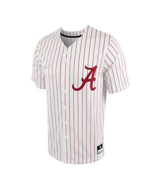 Men's White, Crimson Alabama Crimson Tide Pinstripe Replica Full-Button Baseball Jersey