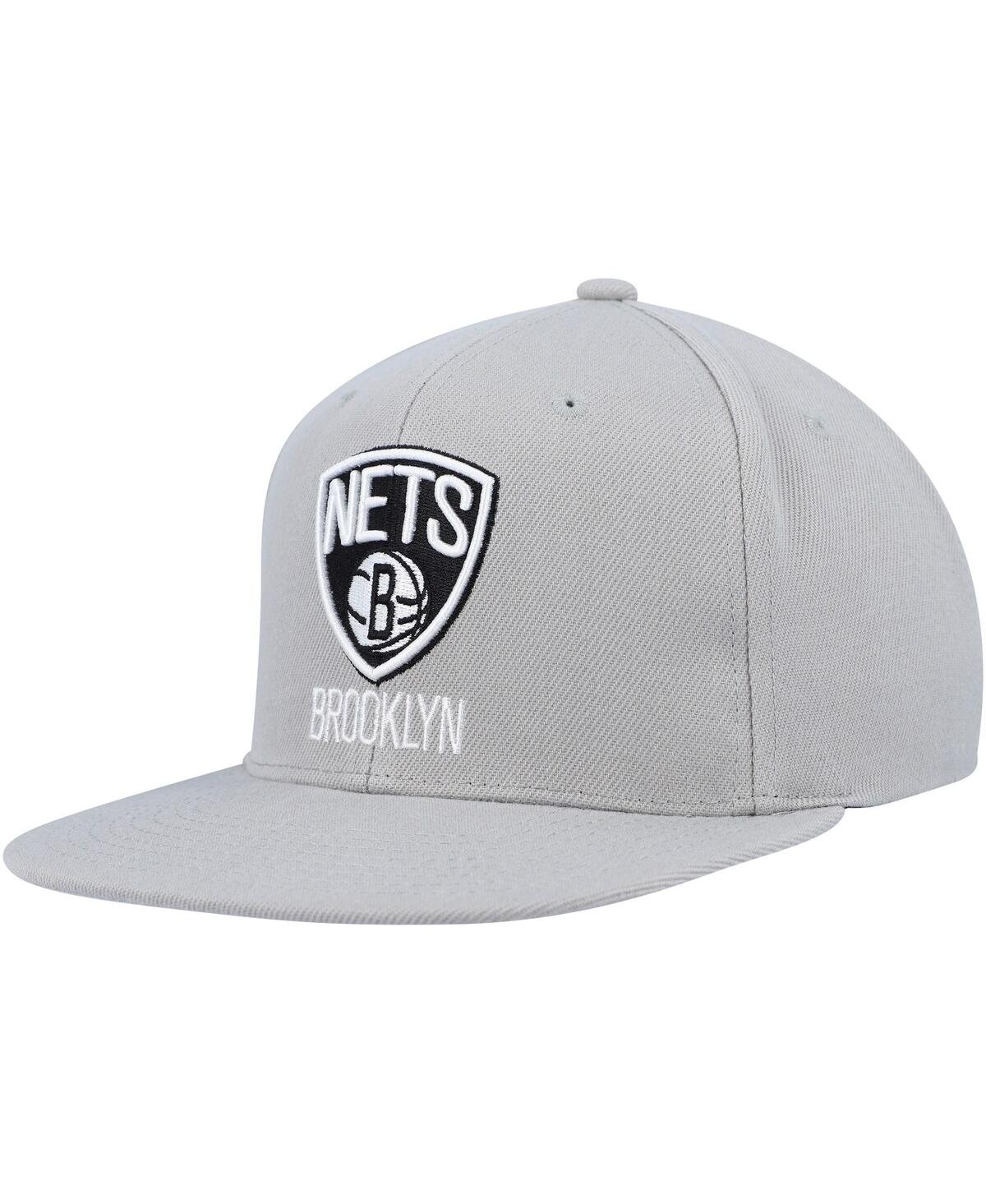 Mitchell & Ness Men's  Gray Brooklyn Nets Side Core 2.0 Snapback Hat In Gray