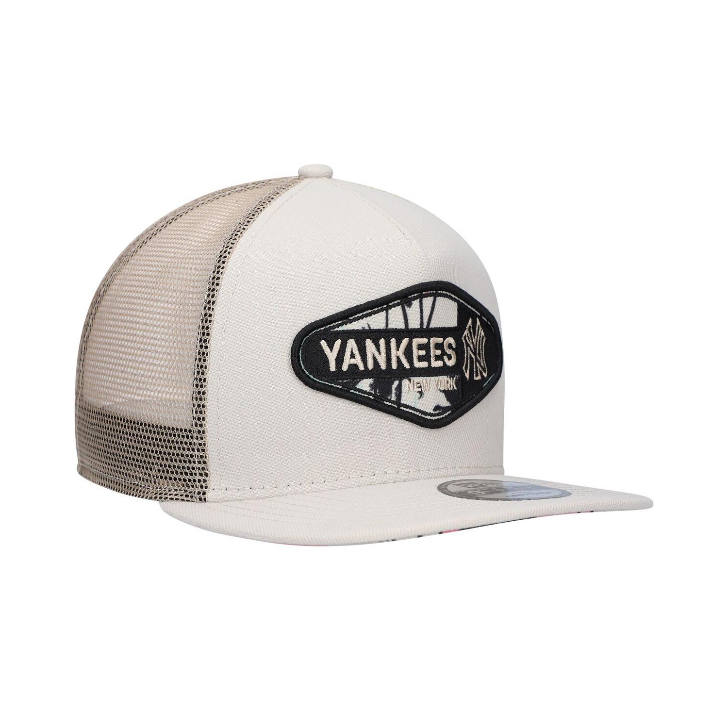 Men's Natural New York Yankees Retro Beachin' Patch A-Frame Trucker 9FIFTY Snapback Hat