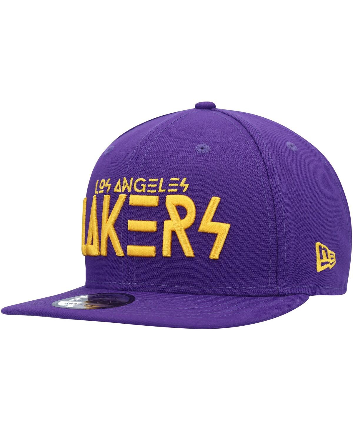 Shop New Era Men's  Purple Los Angeles Lakers Rocker 9fifty Snapback Hat