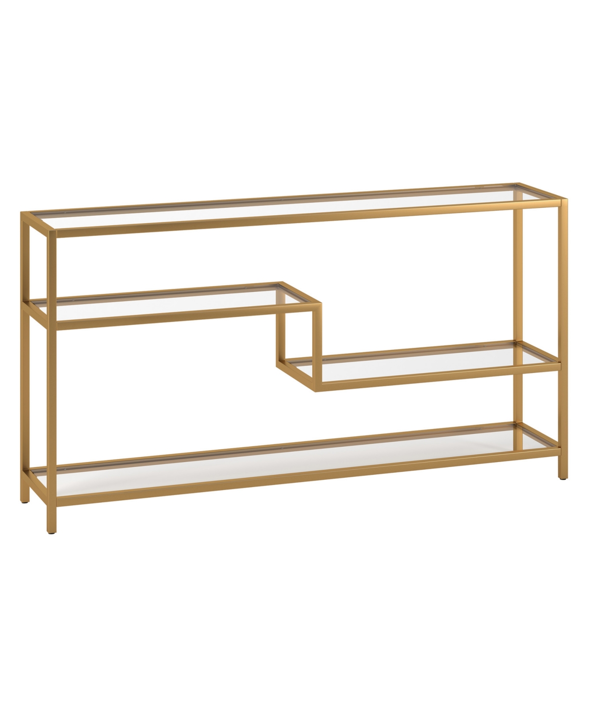 Hudson & Canal Mathis 55" Wide Metal Rectangular Console Table With Glass Top In Gold