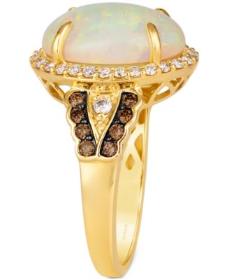 Neopolitan Opal (3 ct. t.w.) & Diamond (1/2 ct. t.w.) Halo Ring in 14k Gold