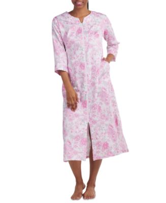 Miss Elaine Women's Cotton 3/4-Sleeve Floral Robe - Macy's
