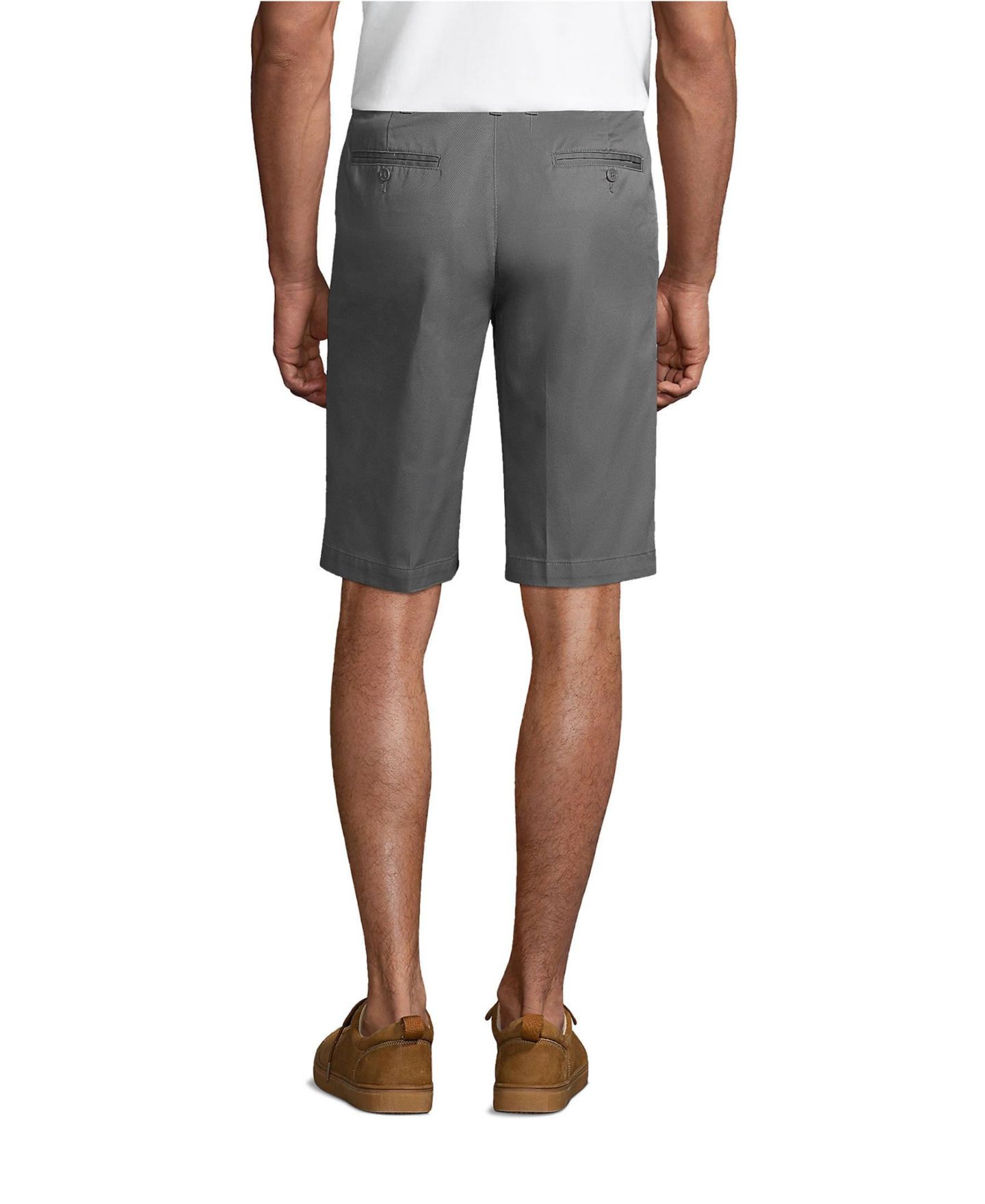 Мужские шорты Lands' End 11" Plain Front Blend Chino, цвет: Серый — фото 16