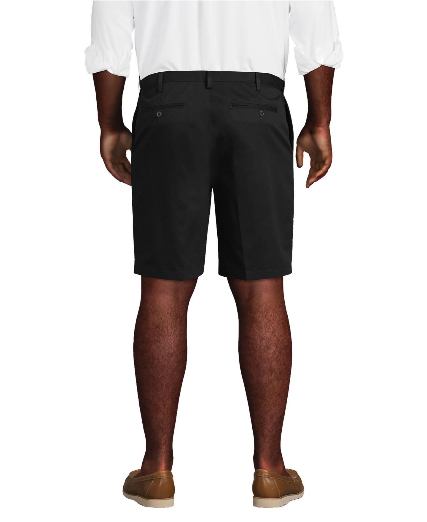 Мужские шорты Lands' End No Iron 9" Comfort Waist Plain Front Chino Short, цвет: Чёрный — фото 3