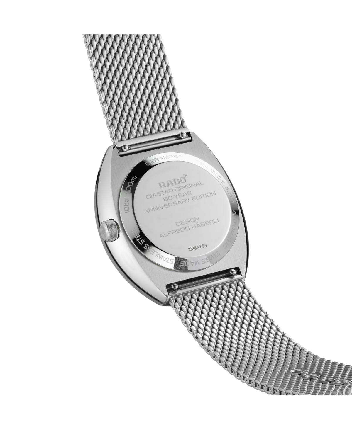 Rado Unisex Swiss Automatic DiaStar Original 60th Anniversary Edition Stainless Steel Mesh Bracelet Watch 38mm
