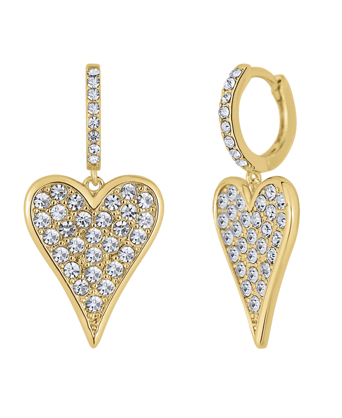 Shop And Now This Crystal 18k Gold Plated Heart Drop Earring In K Gold Plate Over Brass