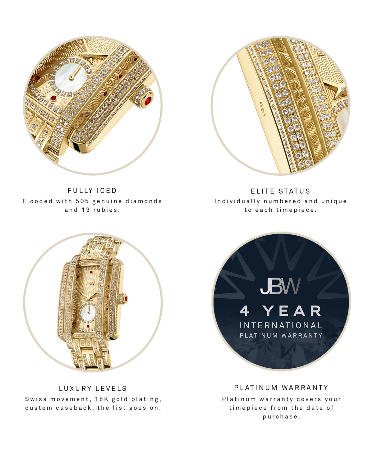 Jbw Women's Mink Platinum Series 18k Gold-plated Stainless Steel Watch, 28mm - 18k Gold
