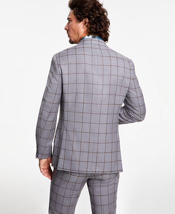 Tallia Men's Slim Fit Plaid Suit Vest Gray Size Medium main image 1