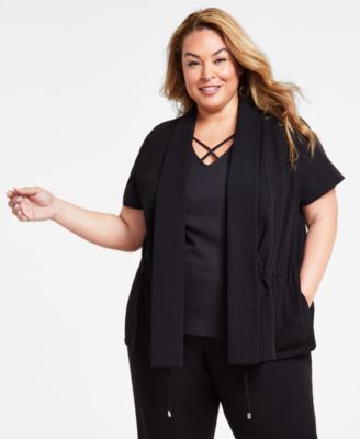 Calvin Klein - Plus Size Open-Front Cap-Sleeve Vest