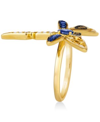 Ombr&eacute;&reg; Multi-Gemstone (7/8 ct. t.w.) & Diamond (1/6 ct. t.w.) Dragonfly Ring in 14k Gold
