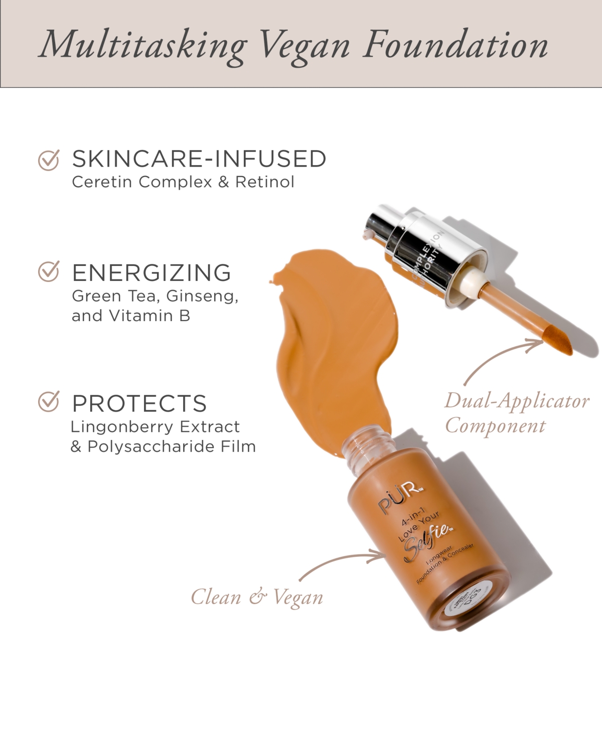 PUR 4-In-1 Love Your Selfie Longwear Foundation & Concealer - TG2 Warm Nude - tan w/ golden undertones