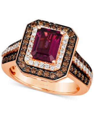Le Vian - Raspberry Rhodolite (1-7/8 ct. t.w.) & Diamond (7/8 ct. t.w.) Double Halo Ring in 14k Rose Gold