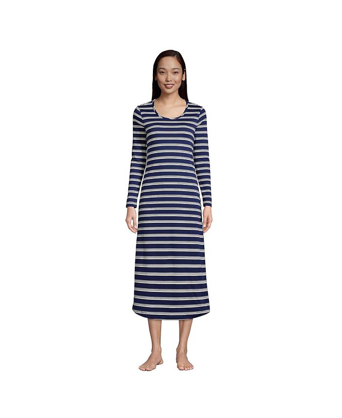 Lands' End Women's Tall Supima Cotton Long Sleeve Midcalf Nightgown ...
